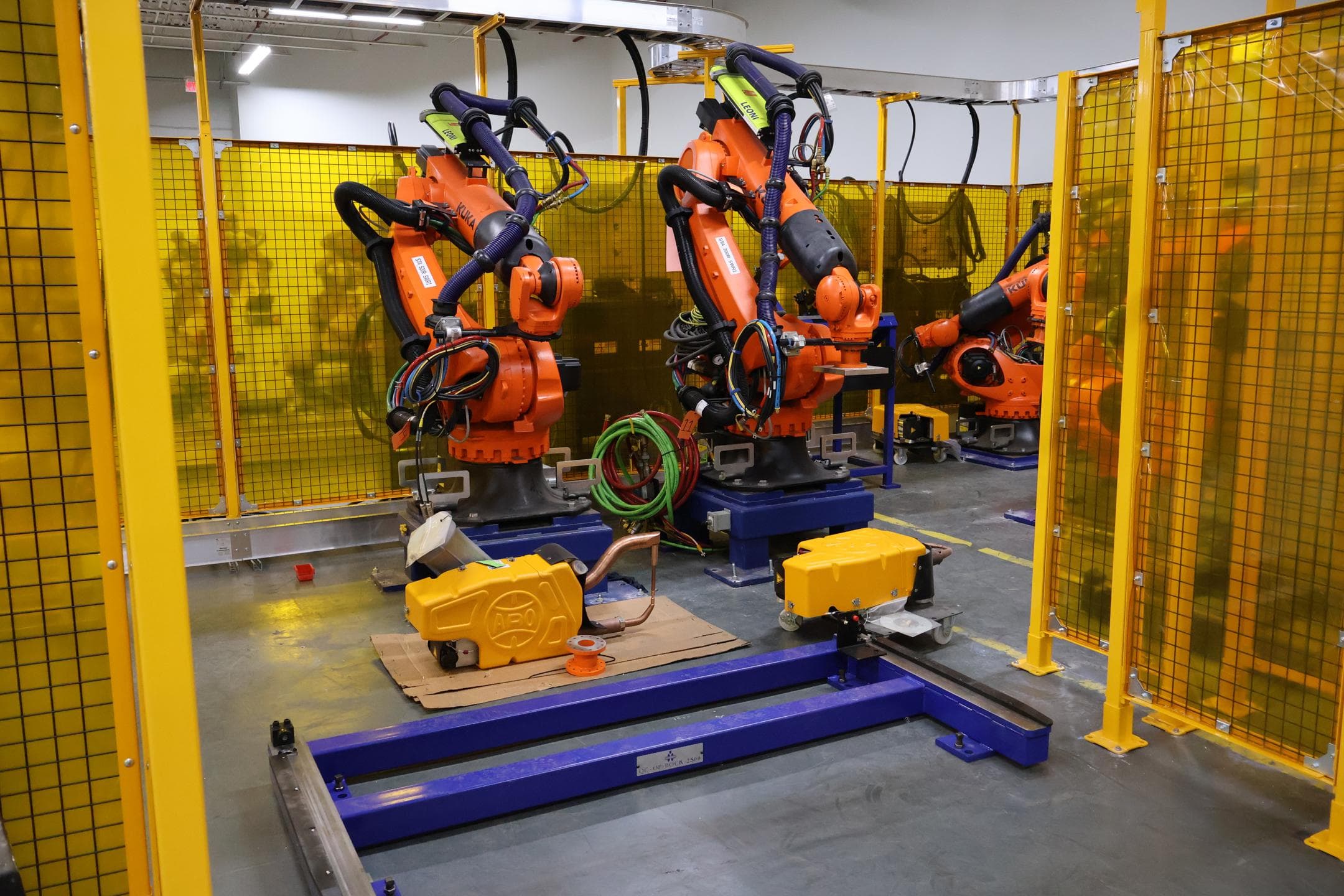 Industrial robotics and tooling being built at the Ethos shop